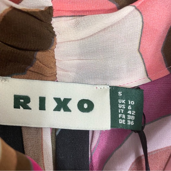 RIXO Marigold Silk Midi Dress Marble Pink Size 6 - Picture 5 of 9